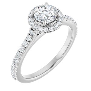 Platinum 5 mm Round Forever Oneâ„¢ Moissanite & 1/3 CTW Diamond Engagement Ring 